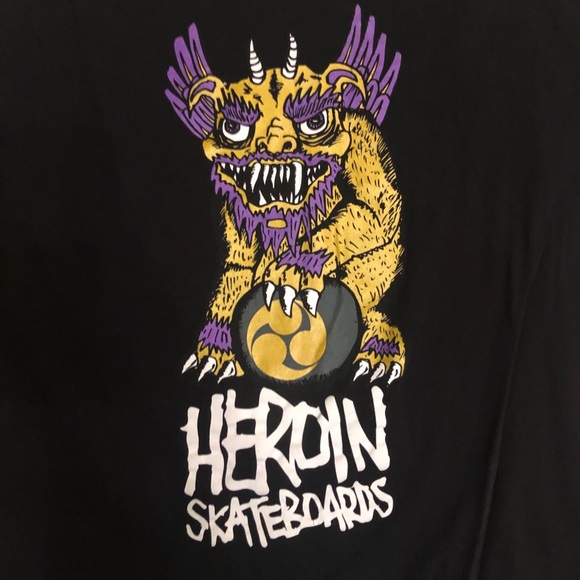Heroin Skate Boards Black Tee - Picture 2 of 3
